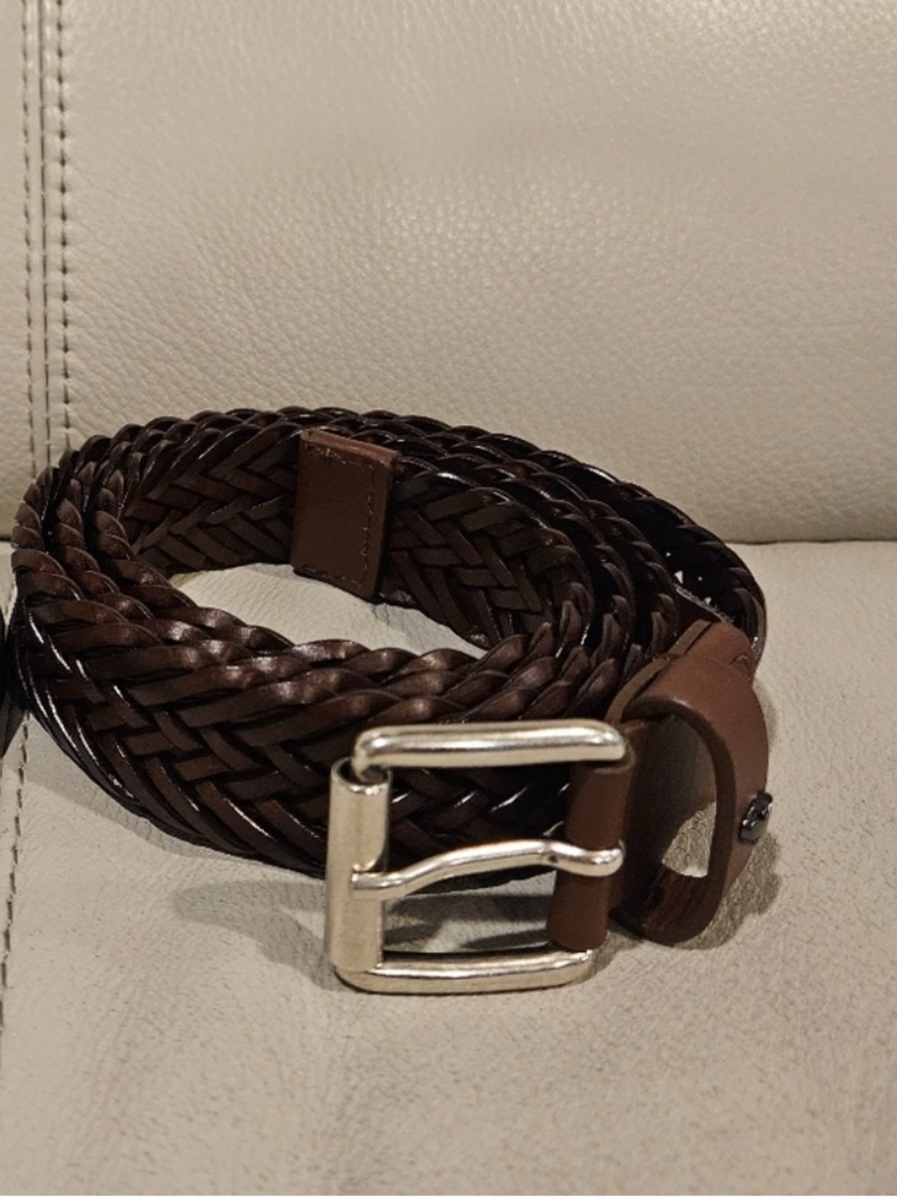 NWOT Weekend Max Mara Braided Genuine Leather Belt Brown
